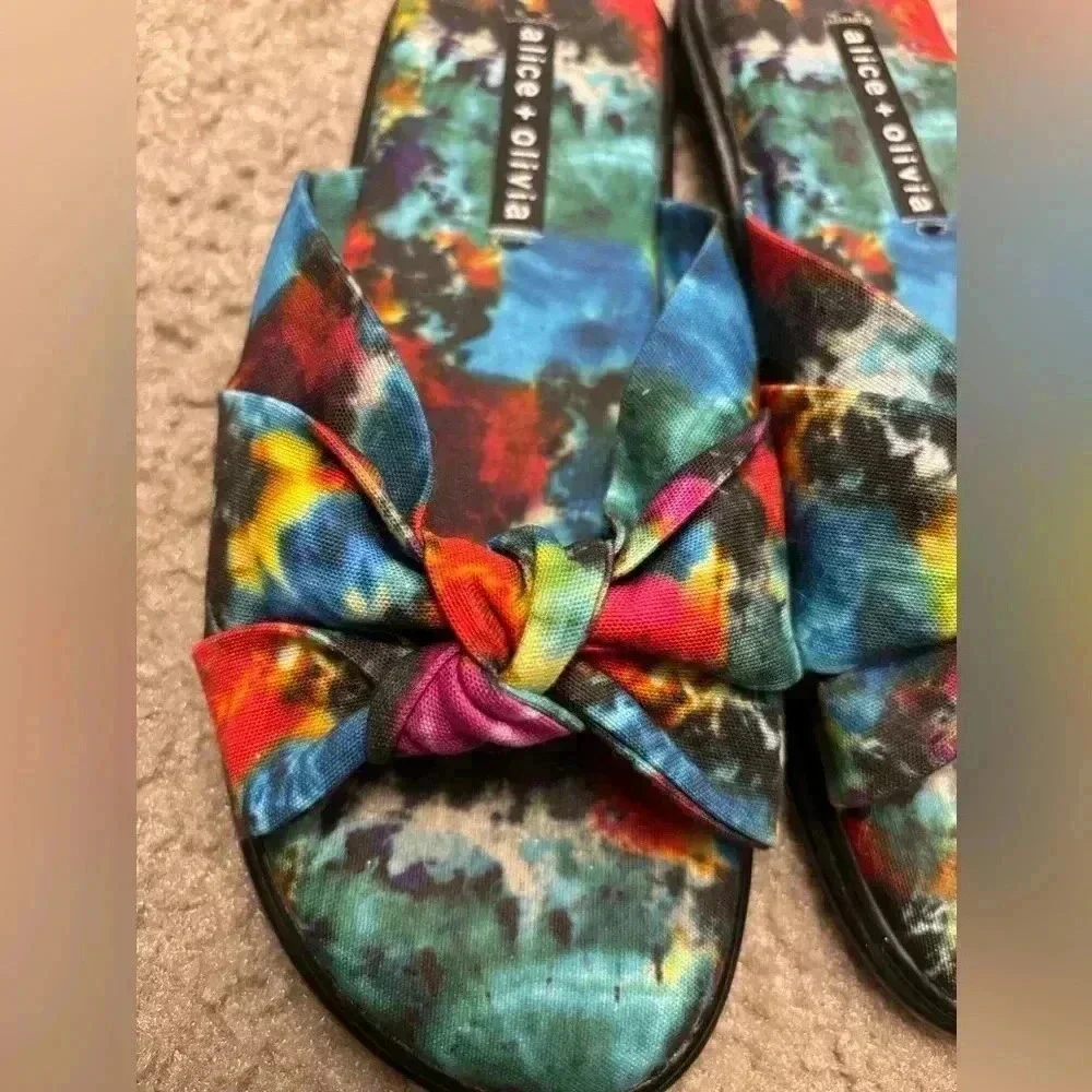 Alice + Olivia Pabla Knotted Tie Dye Cotton Sandals